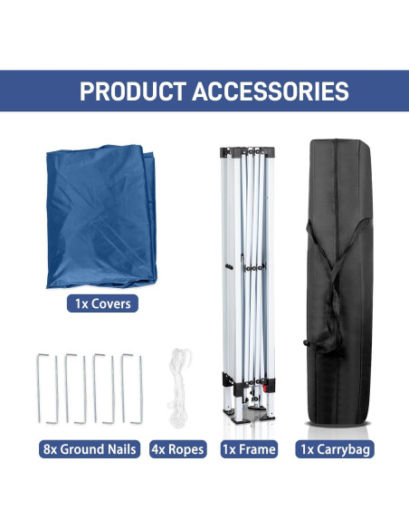 Carpa Plegable Impermeable 3x3m Azul - Ideal para Camping y Eventos