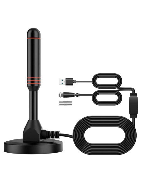 Antena de TV Digital POBADY DVB-T2 Portátil con Base Magnética