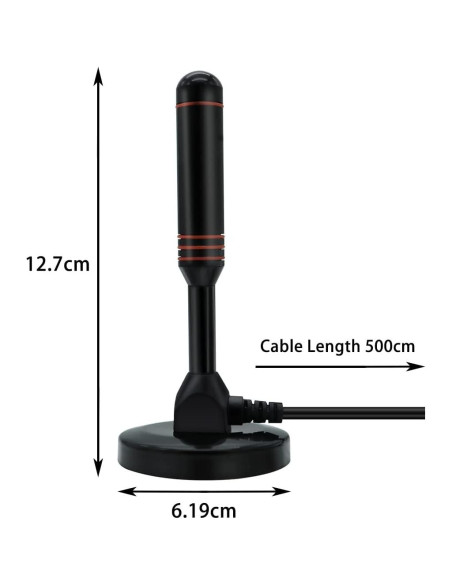 Antena de TV Digital POBADY DVB-T2 Portátil con Base Magnética