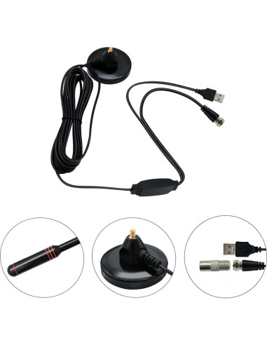 Antena de TV Digital POBADY DVB-T2 Portátil con Base Magnética