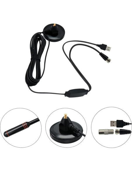 Antena de TV Digital POBADY DVB-T2 Portátil con Base Magnética