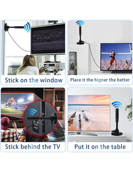 Antena de TV Digital POBADY DVB-T2 Portátil con Base Magnética