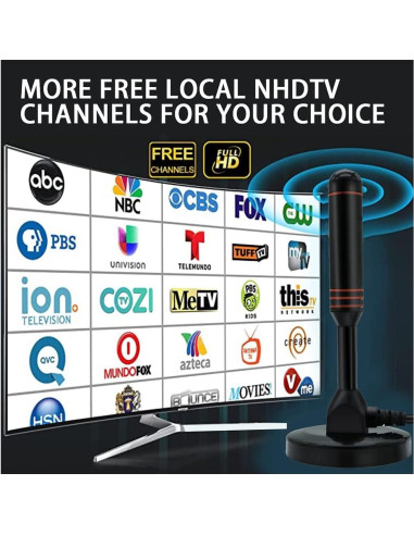 Antena de TV Digital POBADY DVB-T2 Portátil con Base Magnética