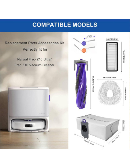 20 Piezas Repuesto Aspiradora Robot LUZMQ Freo Z10 Ultra 20 Piezas Repuesto Aspiradora Robot LUZMQ Freo Z10 Ultra
