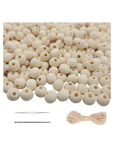 600 Perlas de Madera Natural 8mm SMANTA para Manualidades