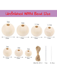 600 Perlas de Madera Natural 8mm SMANTA para Manualidades 2