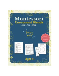 Beginning Blends Workbook | Initial Consonant Blends | Montessori Friendly: Tracing, Cut & Paste, Writing, Review