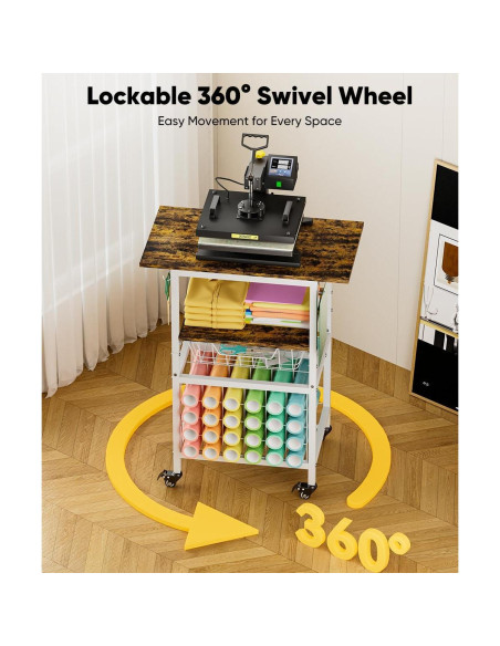 Carro de Prensa Térmica Móvil Ardier 3 Niveles Blanco