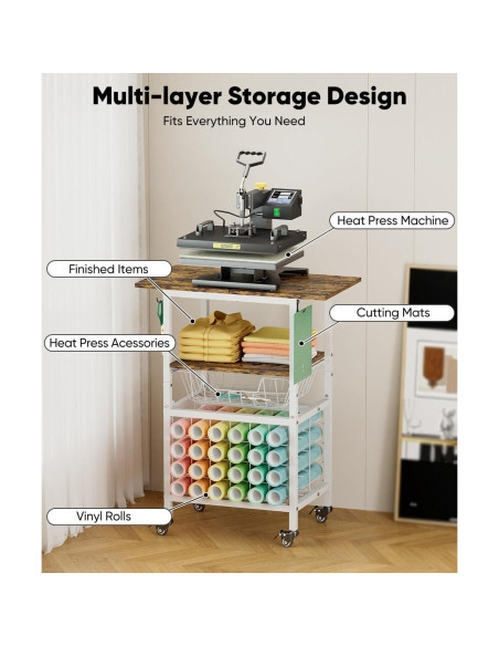 Carro de Prensa Térmica Móvil Ardier 3 Niveles Blanco