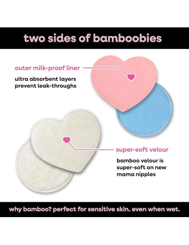 Bamboobies Almohadillas de Lactancia Reutilizables 8 Piezas