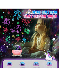 Luz Nocturna Proyector Unicornio DEVRNEZ 2 en 1 16.6cm 2