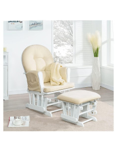 Conjunto Glider y Ottoman Naomi Home - Silla de Lactancia Blanca