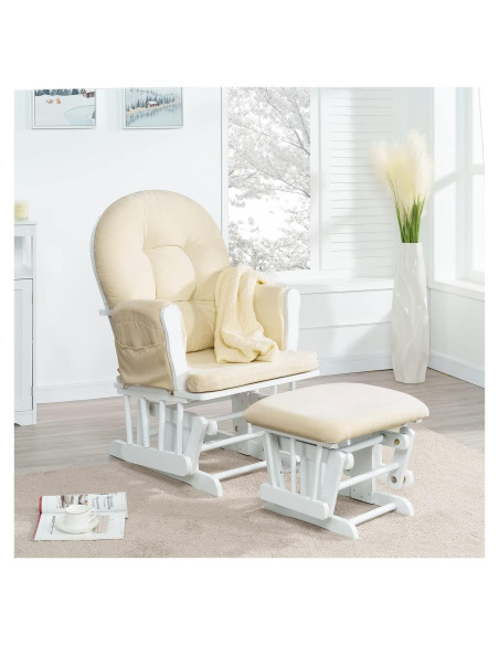 Conjunto Glider y Ottoman Naomi Home - Silla de Lactancia Blanca