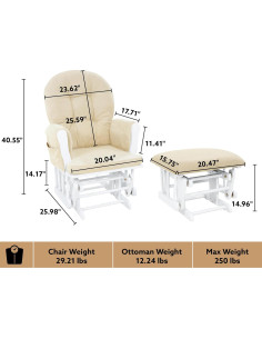 Conjunto Glider y Ottoman Naomi Home - Silla de Lactancia Blanca 2