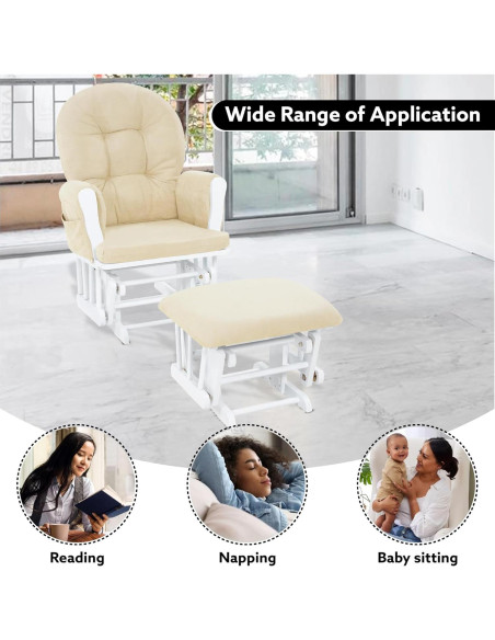Conjunto Glider y Ottoman Naomi Home - Silla de Lactancia Blanca