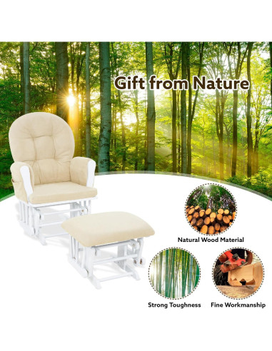 Conjunto Glider y Ottoman Naomi Home - Silla de Lactancia Blanca