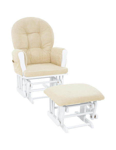 Conjunto Glider y Ottoman Naomi Home - Silla de Lactancia Blanca