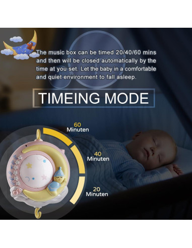 Móvil Musical para Cuna Mini Tudou con Proyector y 150 Melodías