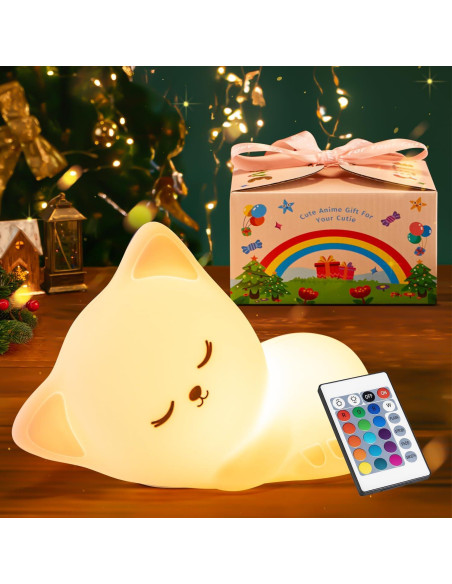 Lámpara Nocturna de Gato Kawaii TK.CO. Recargable 16 Colores Lámpara Nocturna de Gato Kawaii TK.CO. Recargable 16 Colores