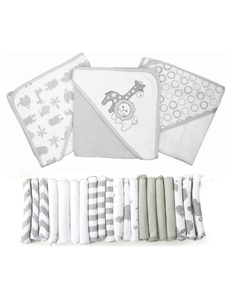Conjunto de Toallas con Capucha y Paños Spasilk 23 Piezas