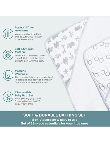 Conjunto de Toallas con Capucha y Paños Spasilk 23 Piezas