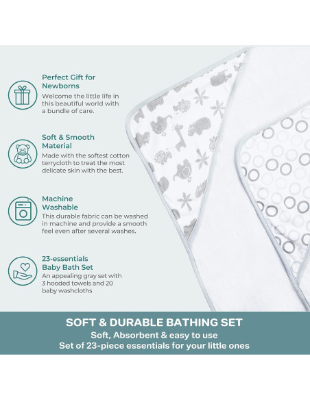 Conjunto de Toallas con Capucha y Paños Spasilk 23 Piezas