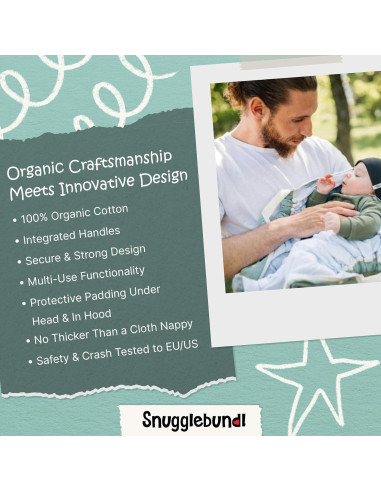Manta Elevadora para Bebés Snugglebundl Estrellas Grises 0-12 Meses