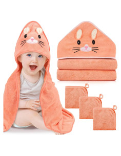 Juego de 4 Toallas con Capucha Sublaga para Bebés 81x81 cm