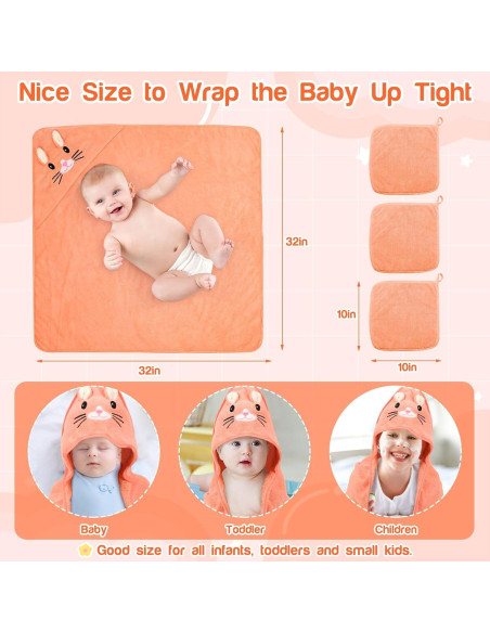 Juego de 4 Toallas con Capucha Sublaga para Bebés 81x81 cm