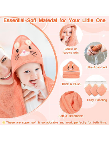 Juego de 4 Toallas con Capucha Sublaga para Bebés 81x81 cm