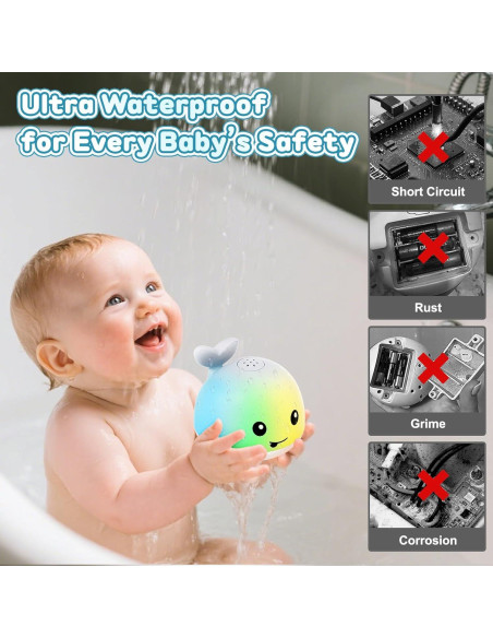 Juguete de Baño Ballena Iluminada Recargable para Bebés