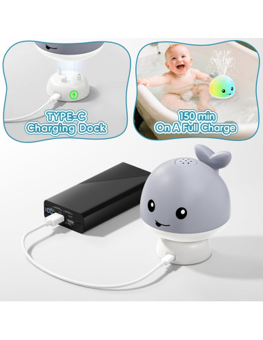 Juguete de Baño Ballena Iluminada Recargable para Bebés