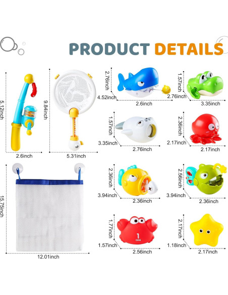 Juguetes de baño Creaciones Aprilwolf 11 Piezas Pesca Magnética