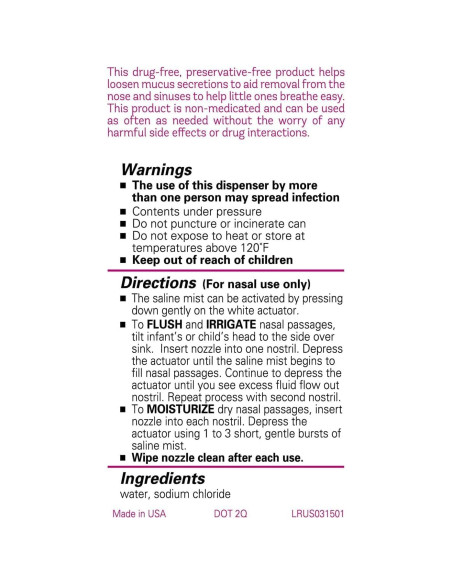 Mist Nasal Salino Estéril Pequeños Remedios 3x59.15ml Mist Nasal Salino Estéril Pequeños Remedios 3x59.15ml