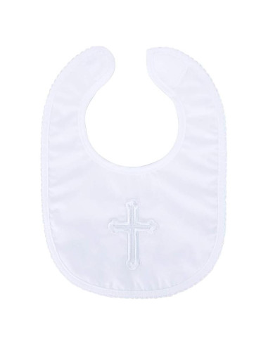 Bib de Bautizo Algodón Suave Unisex con Cruz Bordada