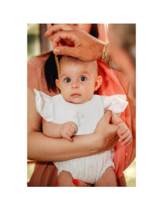 Bib de Bautizo Algodón Suave Unisex con Cruz Bordada 2