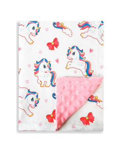 Manta de Bebé Niña FIGEPO Doble Capa Suave 76x102 cm Unicornio