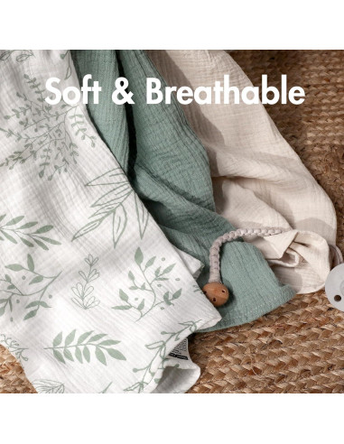 Mantas de Muselina LYRICHOM BABY - Paquete de 3, 95x100 cm