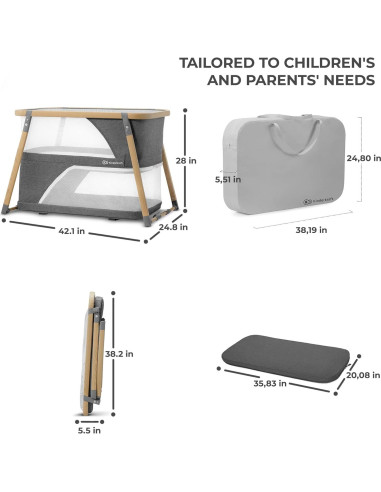 Cuna de viaje Kinderkraft Sofi 4 en 1, portátil y ligera