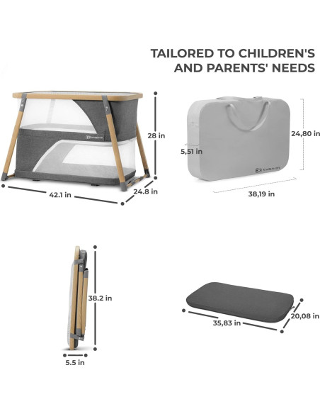 Cuna de viaje Kinderkraft Sofi 4 en 1, portátil y ligera