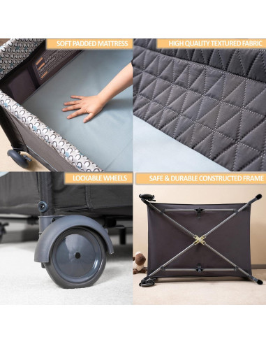 Cuna Plegable 5 en 1 Qutanix con Mesa de Cambio y Napper
