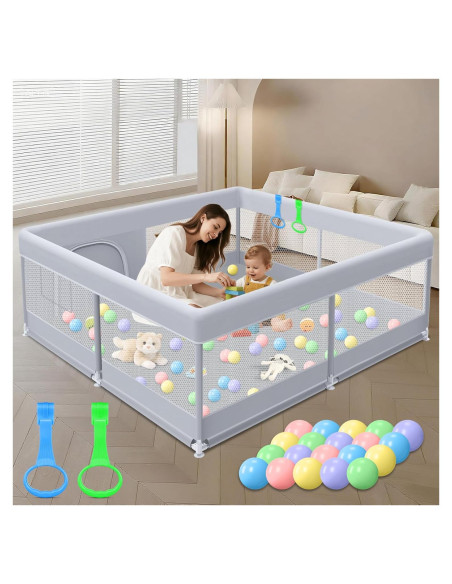 Parque Infantil 127x127 cm Xvishx Gris - Seguro y Ecológico