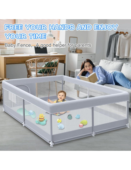 Parque Infantil 127x127 cm Xvishx Gris - Seguro y Ecológico