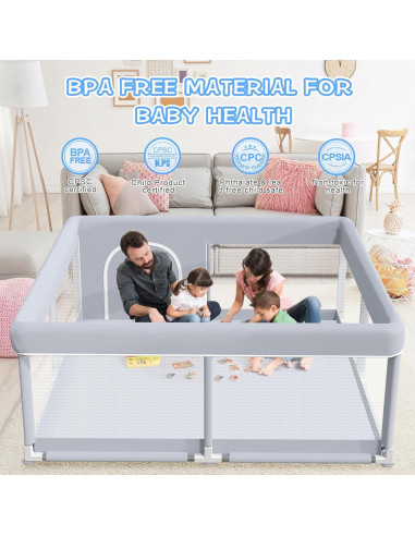 Parque Infantil 127x127 cm Xvishx Gris - Seguro y Ecológico