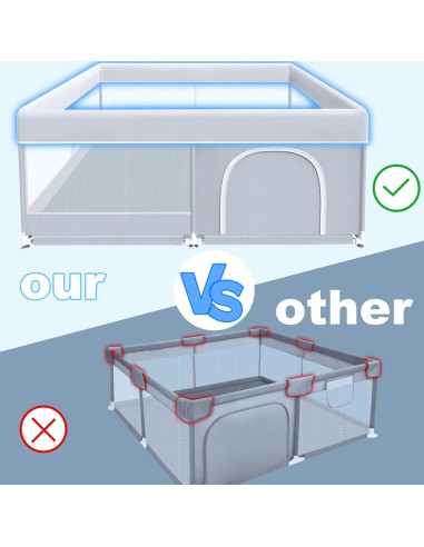 Parque Infantil 127x127 cm Xvishx Gris - Seguro y Ecológico