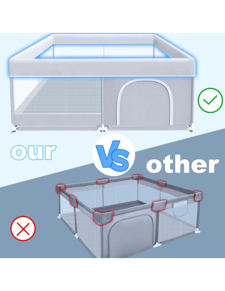 Parque Infantil 127x127 cm Xvishx Gris - Seguro y Ecológico