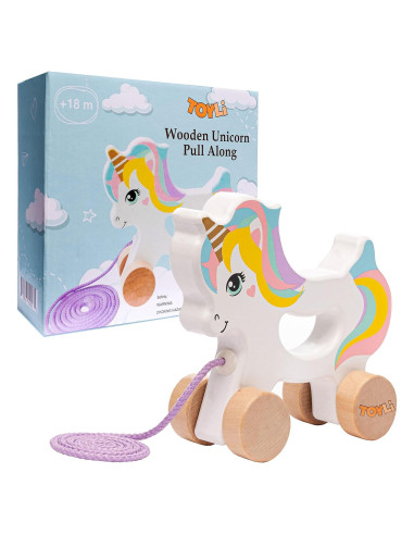 Juguete de empuje y tirón unicornio Toyli 16.8x14.5 cm