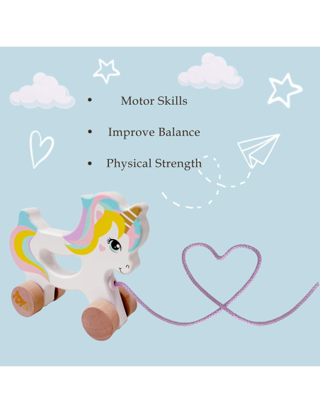 Juguete de empuje y tirón unicornio Toyli 16.8x14.5 cm