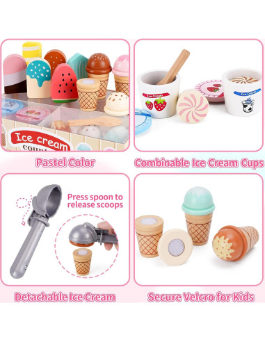Juguete de Helado de Madera Shen Zhen 25.5x18 cm para Niños