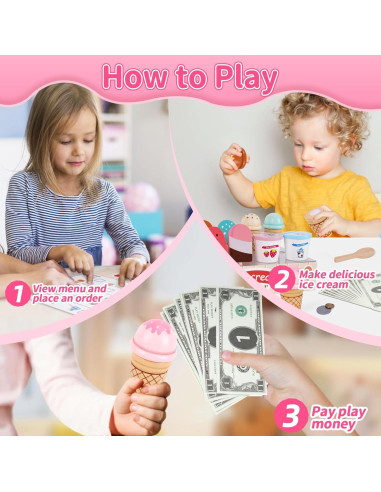 Juguete de Helado de Madera Shen Zhen 25.5x18 cm para Niños